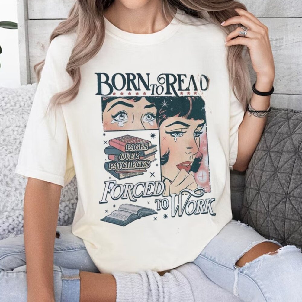 Born To Read Bookish Comfort Colors Shirt, Funny Reader Book Addict, Book Lover